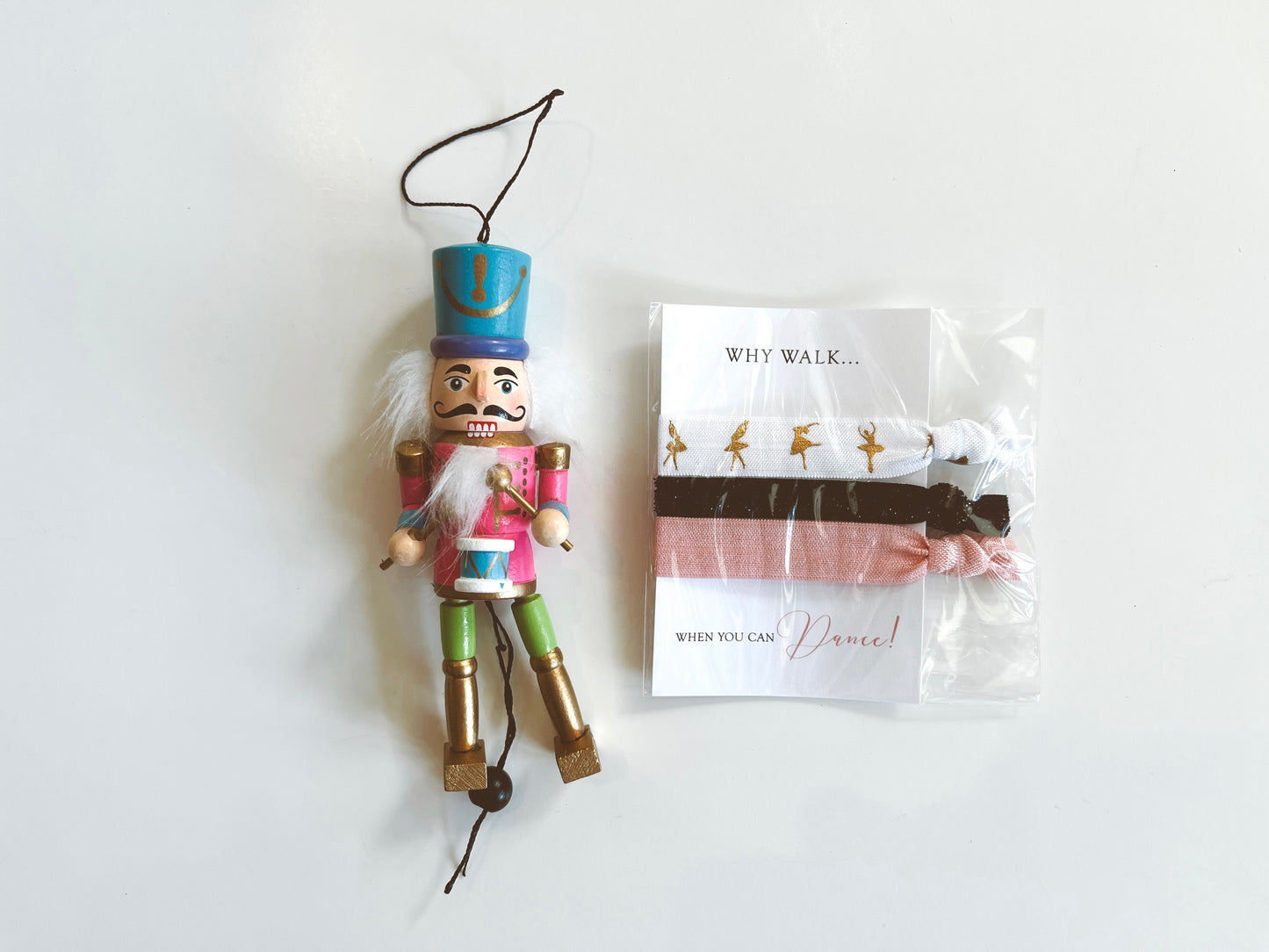Ballet Hair Ties and Nutcracker Puppet Ornament Bundle