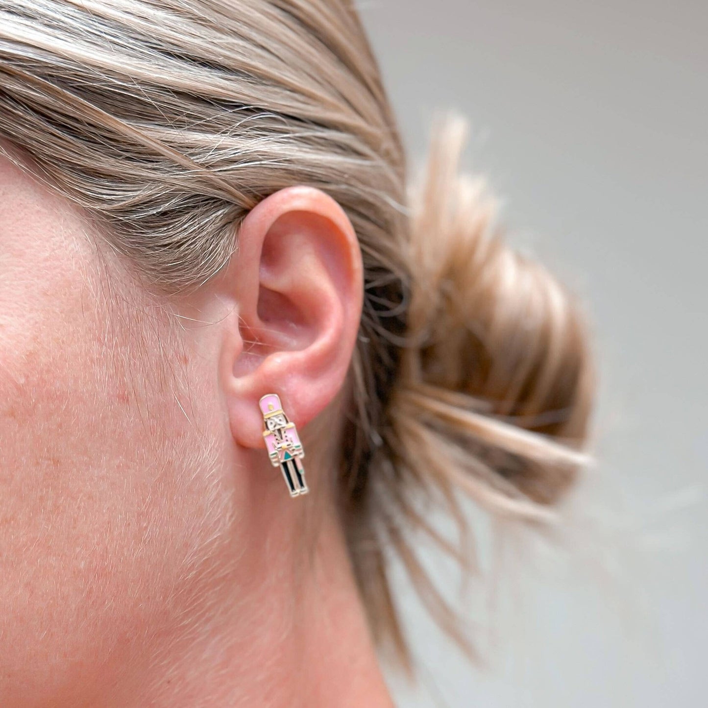 Pink Nutcracker Signature Enamel Stud Earrings